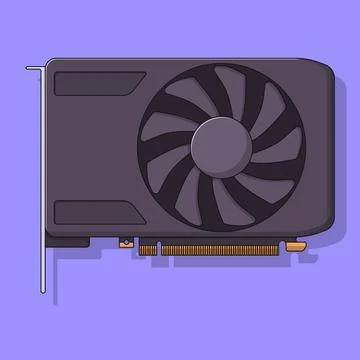 VGA Graphic Card Vector Icon Illustration with Outline for Design Element, .. Illustrazione stock