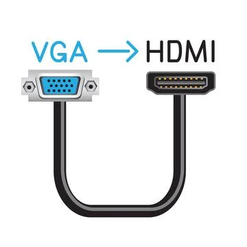 VGA to HDMI hardware interface cable Stock Illustration