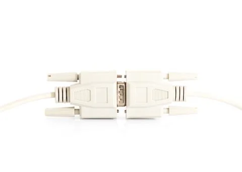 VGA input cable  connector with white cord Stock Photos