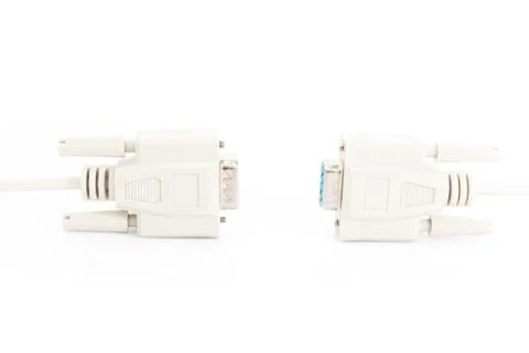 VGA input cable  connector with white cord Stock Photos