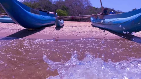 VGSQWaves splash in between two boats. Stock Footage 246985096