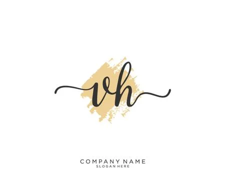 VH Initial handwriting logo design Illustrazione stock