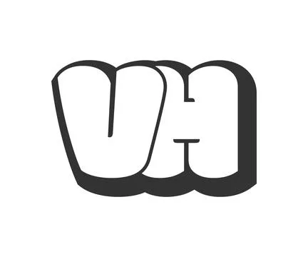 VH logo, bubble comic lettering, rounded in graffiti style black and white .. イラスト素材
