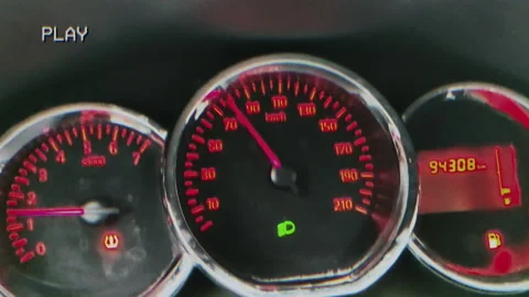 VHS car dashboard inside moving handheld Stock Footage 223406600