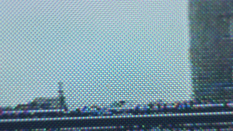 VHS defects, noise and artifacts, glitches from the old VHS tape. Video stock 133346436