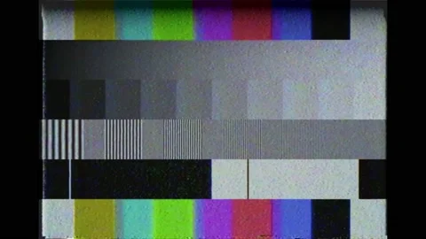 VHS effect and test pattern from a tv transmission with bars. Color and Black Stock Footage 156962282