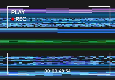 VHS effect, glitch vector background, abstract digital pixel noisy error play Stock Illustration