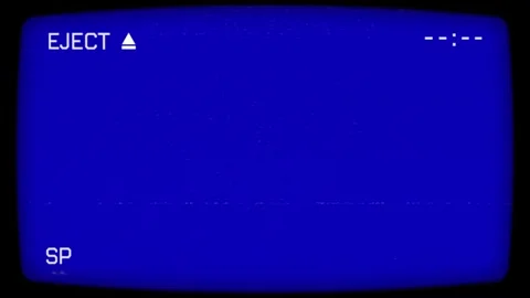 VHS Eject Screen Animation with Blue CRT Display and Analog Noise Stock Footage 339072426