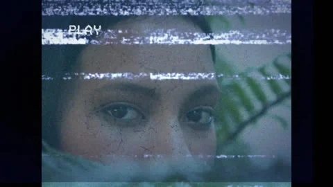 Vhs glitch camera effect over close up of eyes of african american woman Stock Footage 326033336