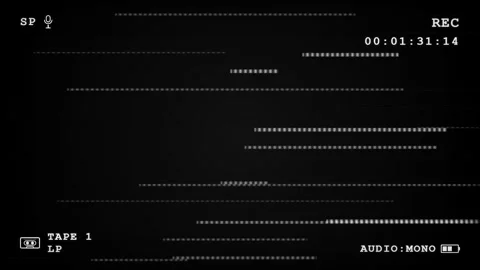 VHS Glitch Effect with Static and Noise on a Black Screen Old Analog Video P Stock Footage 336617985