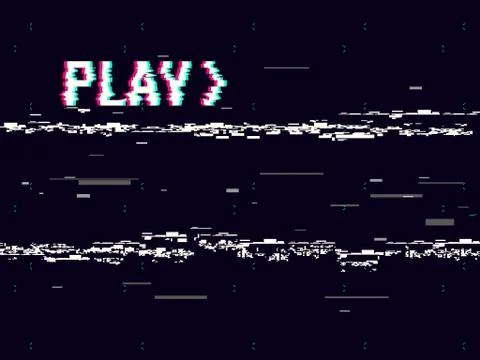 VHS glitch. Play effect background. Retro playback concept. 8 bit pixel Illustrazione stock