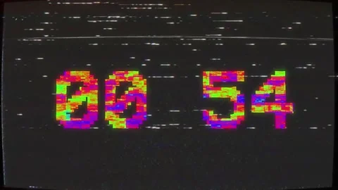 VHS Glitch RGB Countdown 1 minute Stock Footage 193950928