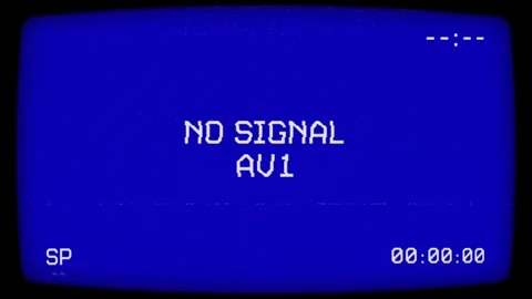 VHS No Signal Screen Animation with Blue CRT Display and Analog Noise Stock Footage 339072433