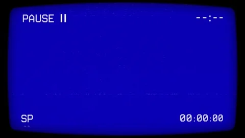 VHS Pause Screen Animation with Blue CRT Display and Analog Noise Stock Footage 339072447