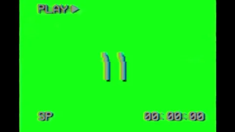 VHS Pause Screen Green Screen Overlay Stock Footage 336375571