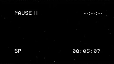VHS Pause Screen Overlay Static Noise Timecode Retro Border 4K Stock Footage 330124067