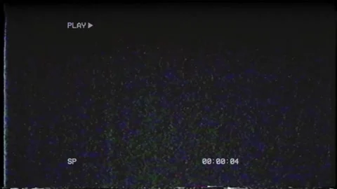 VHS player screen overlay with timecode and noise Video stock 318219457