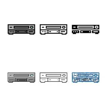 Vhs player stylized retro gadget color icon vector Stock Illustration