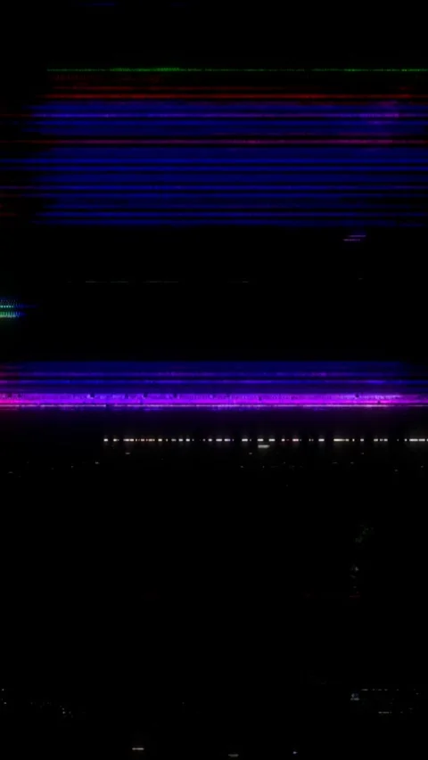 VHS real Defects Noise and Artifacts on a vertical black screen Vidéo 288574839