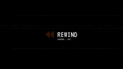 VHS Rewind Screen with Glitch Noise and Static on Black Background Stock Footage 341404883