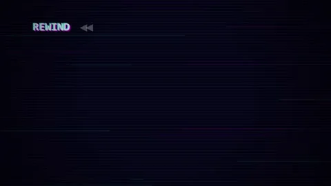 VHS Rewind Screen Overlay with Black Background Stock Footage 345214950