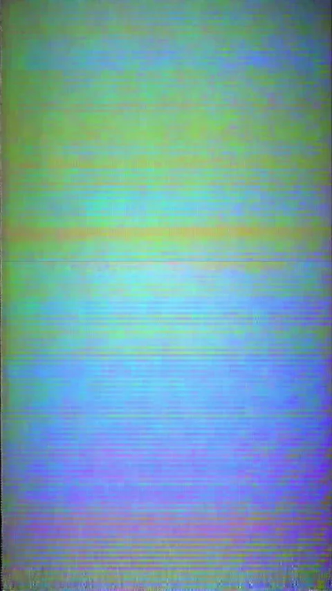 VHS screen with horizontal color glitches in green, yellow, blue, and pink tones Stock-Footage 304534945