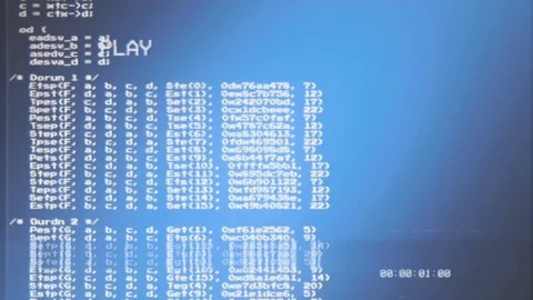 VHS Source code scrambled 8bit scroll blue grad Stock Footage 80741581