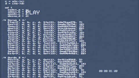 VHS Source code scrambled 8bit scrolling Stock Footage 80742591