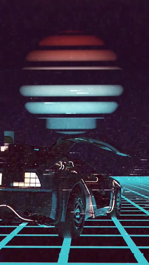 A VHS styled vertical footage in synthwave style Stock Footage 283473972