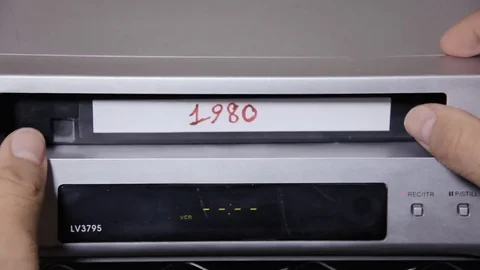 VHS tape ins rem MS 1980 Stock-Footage 80288060