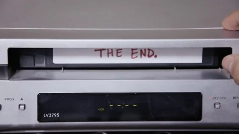 VHS tape ins rem MS the end Video stock 80298073