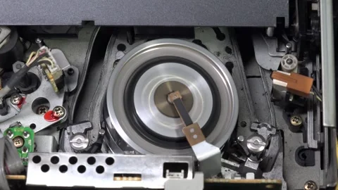 VHS tape in the player with close up on the head drum - LOAD and PLAY moveme Stock Footage 315271913