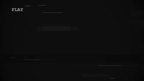 VHS tape playing static glitch effect with white play text overlay Stock Footage 340301214