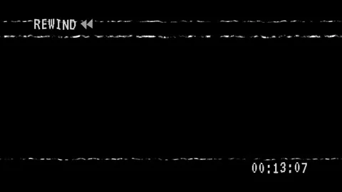 VHS tape rewind sign with timer on black background Stock Footage 314731289