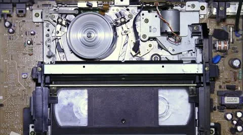 VHS tape rewound in VCR inside vision Stock Footage 17742776