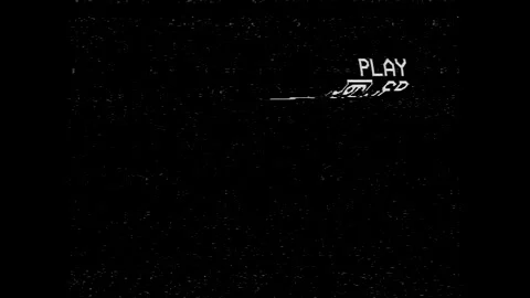 VHS Tape Static with Warped Play OSD Graphic and Audio Hiss, 1m 스톡 동영상 335185026