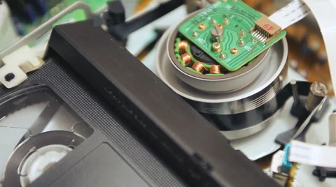 VHS VCR mechanism work, sequence of ang... | Stock Video | Pond5