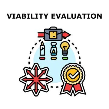 Viability evaluation concept for business development planning 스톡 일러스트