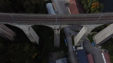 Viaduc de la Combe Maran: fantastic cinematic aerial view of the famous Viaduc. Stock Footage 245506315