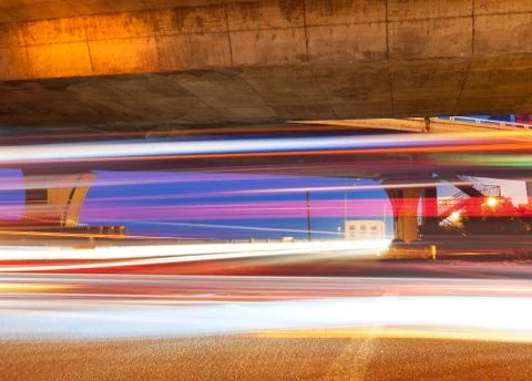 Viaduct and light track Stock Photos