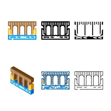 Viaduct bridge color forms icon vector Stock Illustration