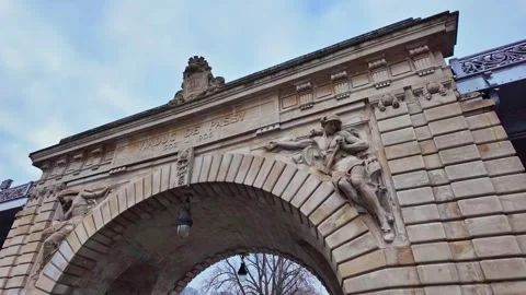Viaduct de Passy, Pont de Bir-Hakeim bridge, central arcade, Paris in France Stock Footage 305489136