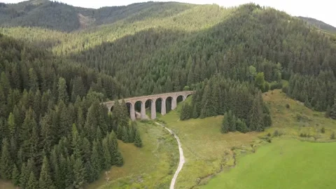 Viaduct over a valley Stock Footage 232369774