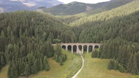 Viaduct over a valley Stock Footage 232370847