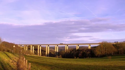 Viaduct over the valley in Germany. Stock Footage 33884658
