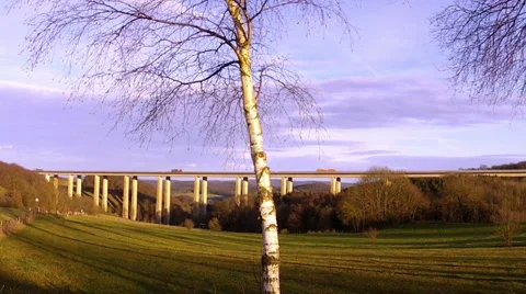 Viaduct over the valley in Germany. Stock Footage 33887952
