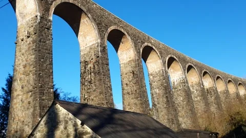 Viaduct stone structure Wales Stock Footage 296393960