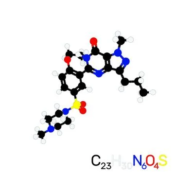 Viagra model molecule. Vector illustration. Flat style. 스톡 일러스트