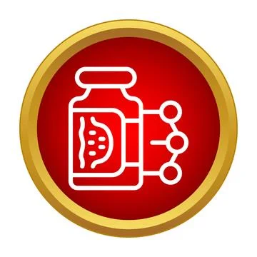 Vial connecting to molecules representing drug research development Stock Illustration