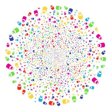 Vial Exploding Round Cluster Stock Illustration
